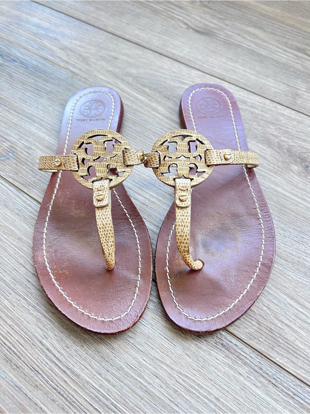 Tory Burch Mini Miller thong sandals snake 7